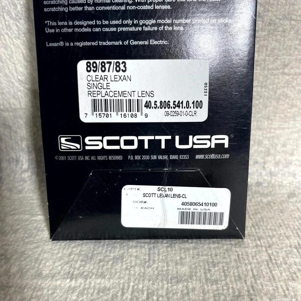 SCOTT USA 89 87 83 Clear Lexan Single Replacement Lens for‎ Goggles
